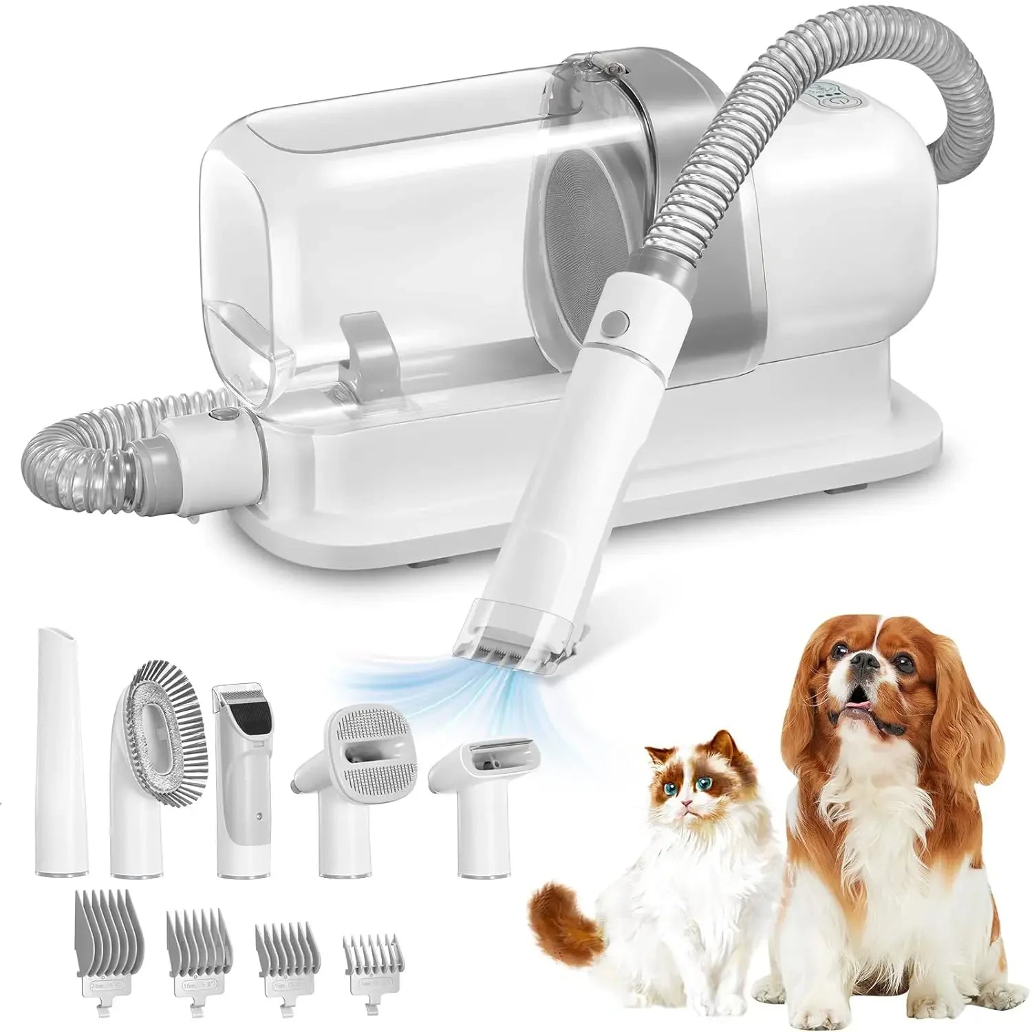 Pet Grooming Vacuum Kit – Low-Noise Hair Trimmer & Brush with 2.3L Hair Collector