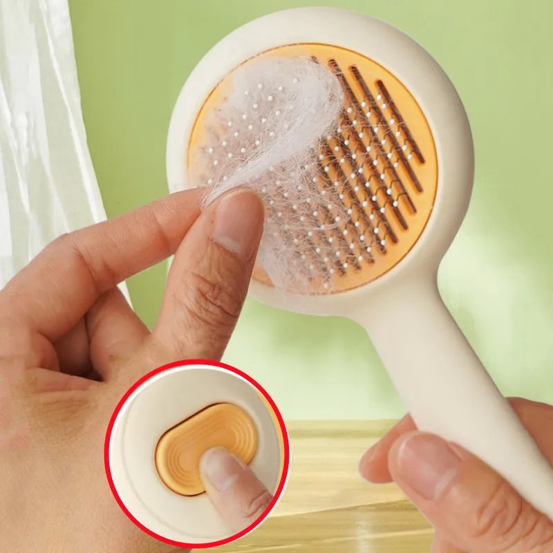 Self-Cleaning Cat Grooming Brush – One-Click Deshedding & Massage Comb for Cats