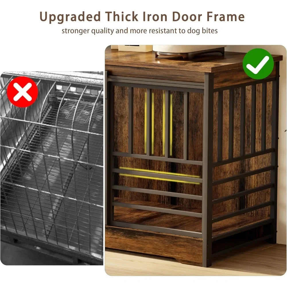 Furniture-Style Double Dog Crate – Extra-Large Indoor Kennel with Divider for Two Dogs