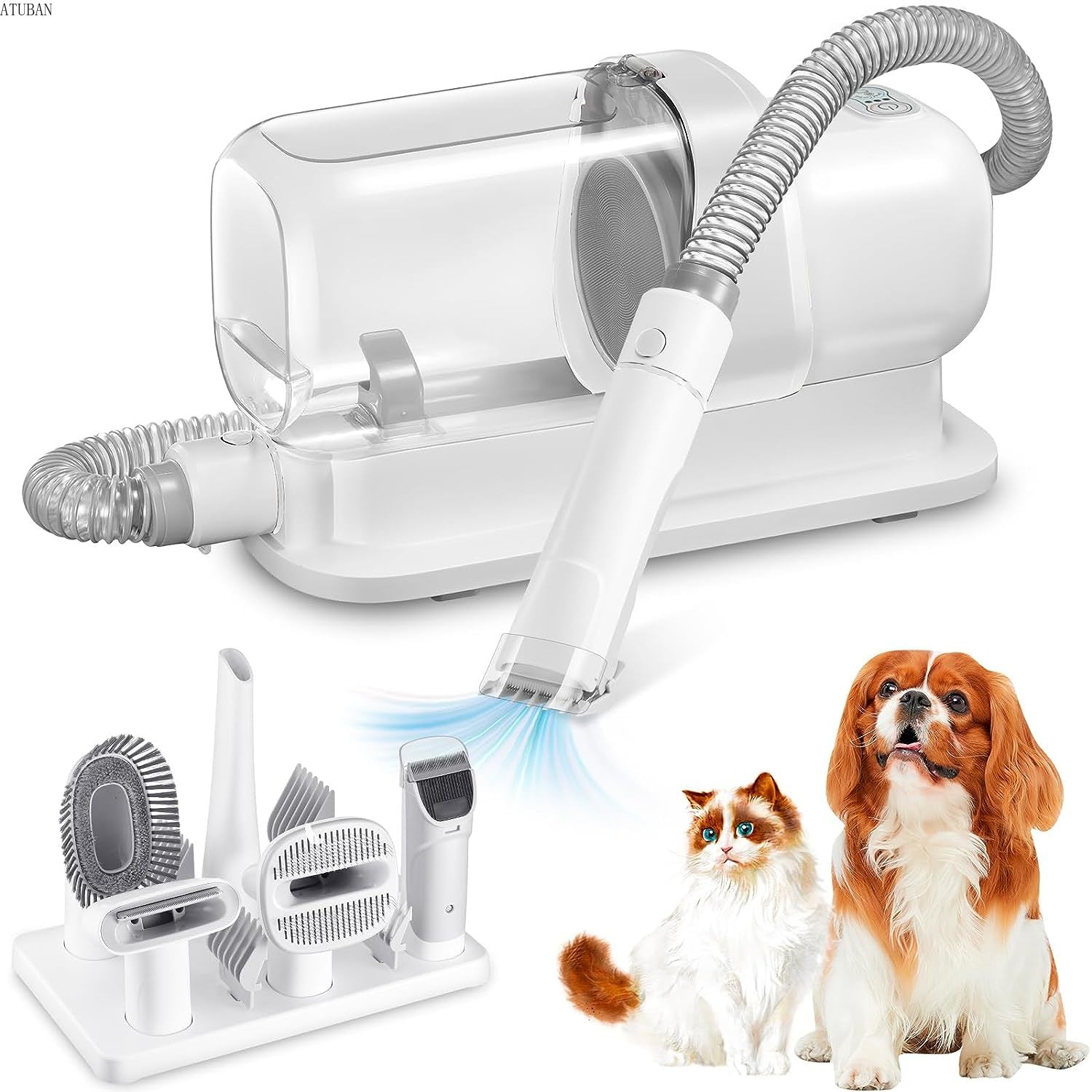Pet Grooming Vacuum Kit – Low-Noise Hair Trimmer & Brush with 2.3L Hair Collector