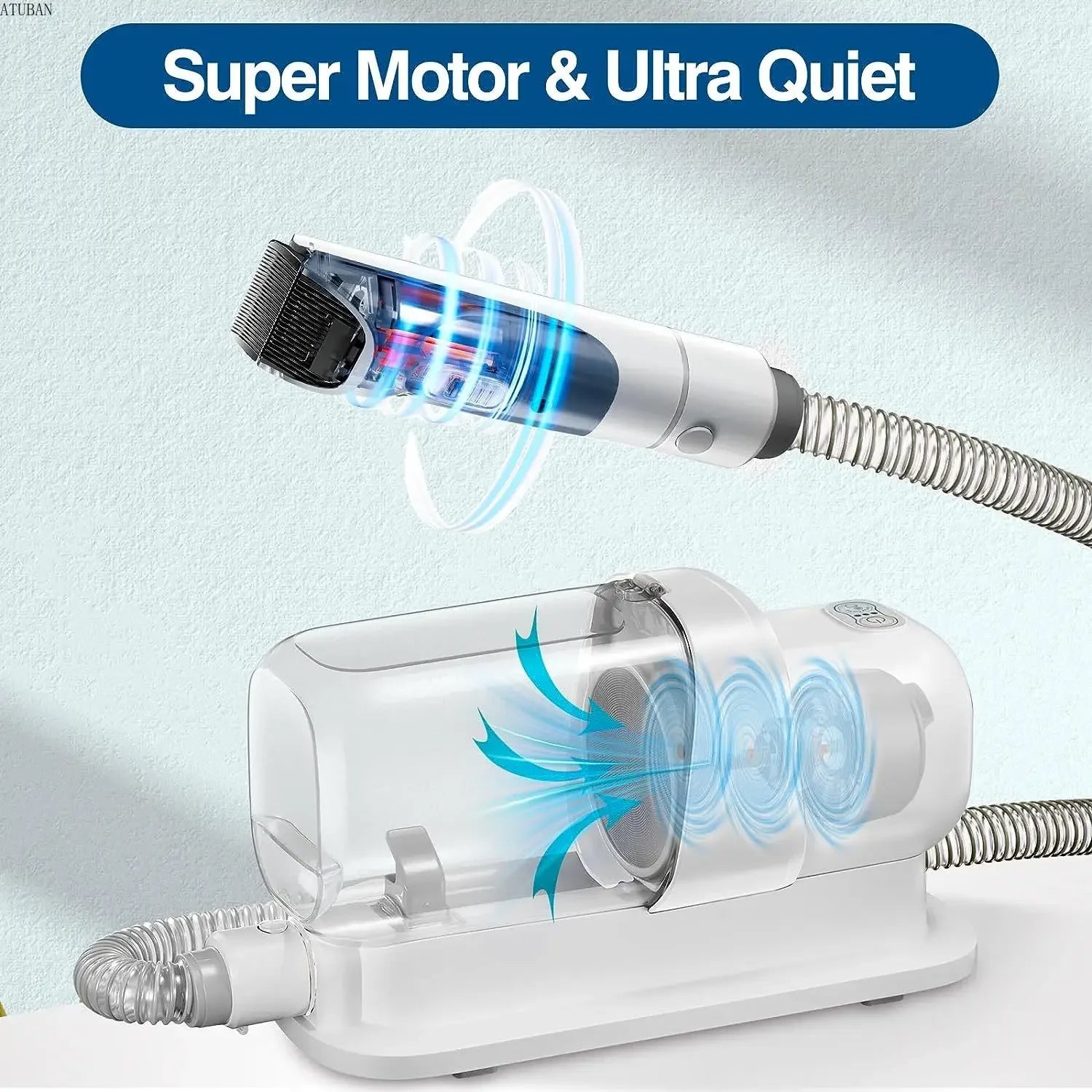 Pet Grooming Vacuum Kit – Low-Noise Hair Trimmer & Brush with 2.3L Hair Collector