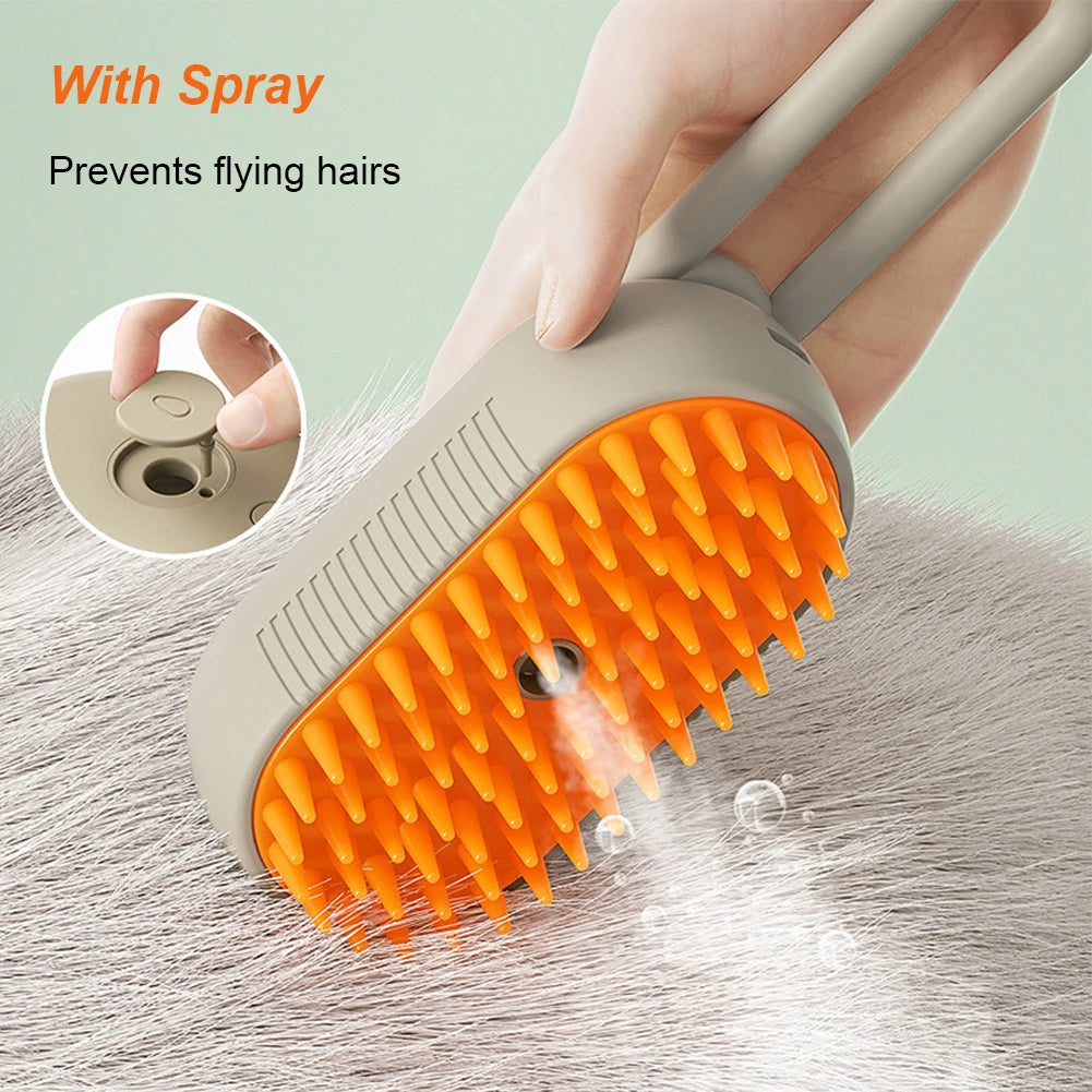 3-in-1 Steam Grooming Brush – Electric Spray Massage Comb for Cats & Dogs