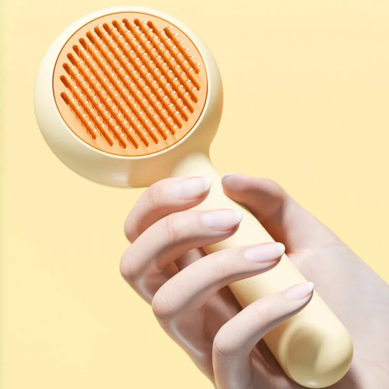 Self-Cleaning Cat Grooming Brush – One-Click Deshedding & Massage Comb for Cats