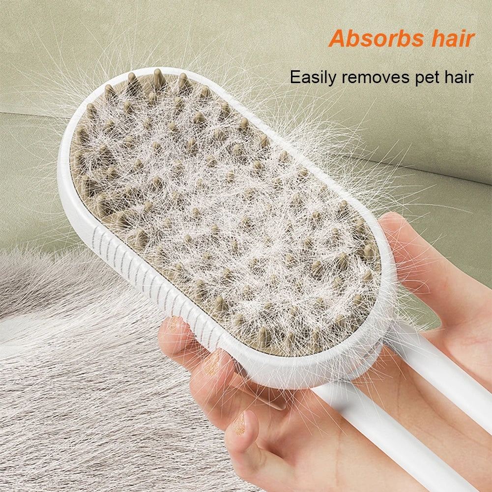 3-in-1 Steam Grooming Brush – Electric Spray Massage Comb for Cats & Dogs